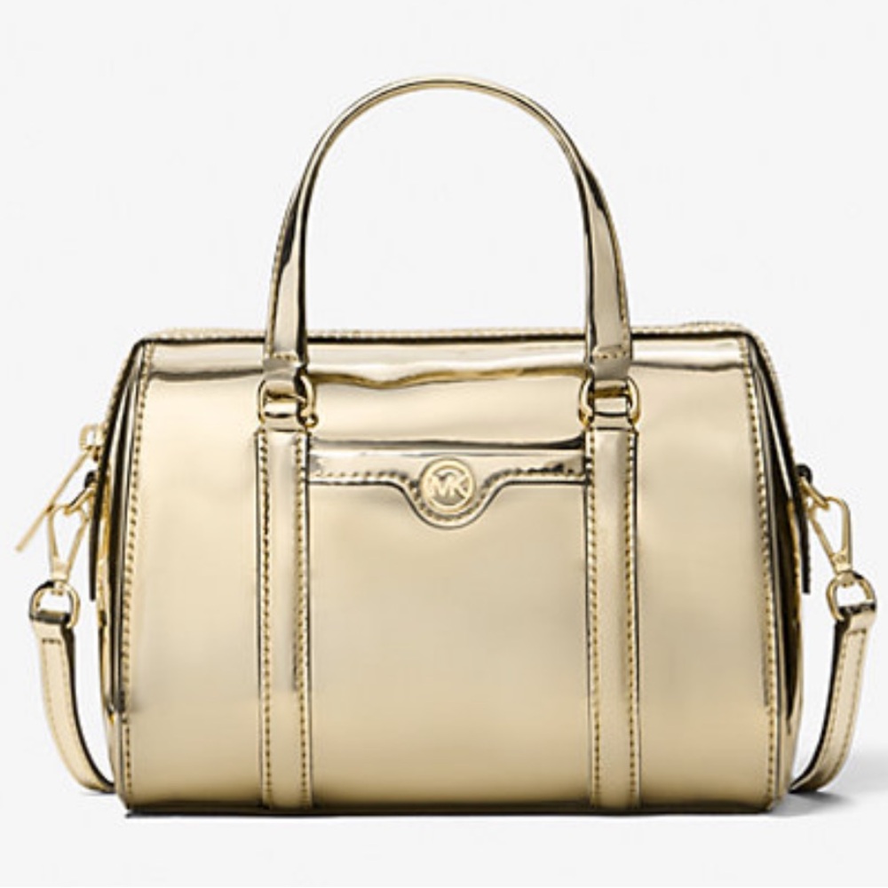 MICHAEL KORS Jet Set Small Metallic Convertible Crossbody Duffle Xbody Bag 
Pale - Picture 3 of 16